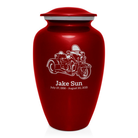 3 Wheel Motorcycle Cremation Urn - Ruby Red
