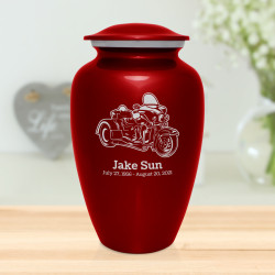 3 Wheel Motorcycle Cremation Urn - Ruby Red