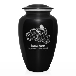 3 Wheel Motorcycle Cremation Urn - Jet Black
