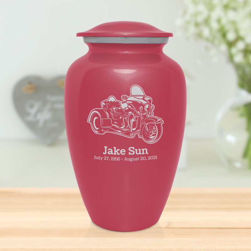 3 Wheel Motorcycle Cremation Urn - Rose Pink