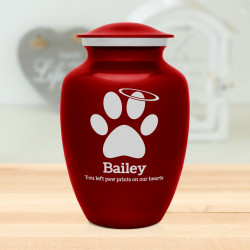 Large Angel Paw Pet Cremation Urn - Ruby Red