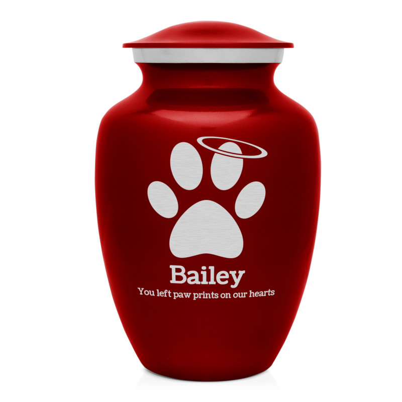 Large Angel Paw Pet Cremation Urn - Ruby Red