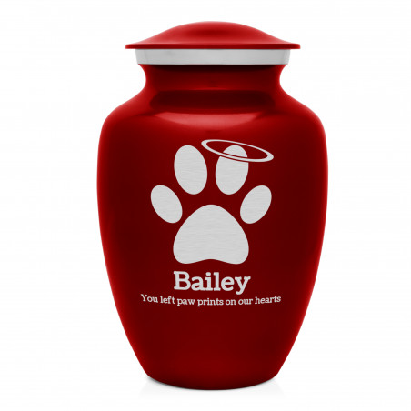Large Angel Paw Pet Cremation Urn - Ruby Red