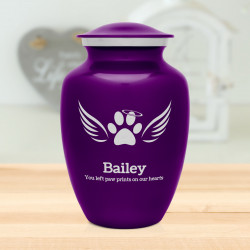 Large Angel Wings Pet Cremation Urn - Purple Luster