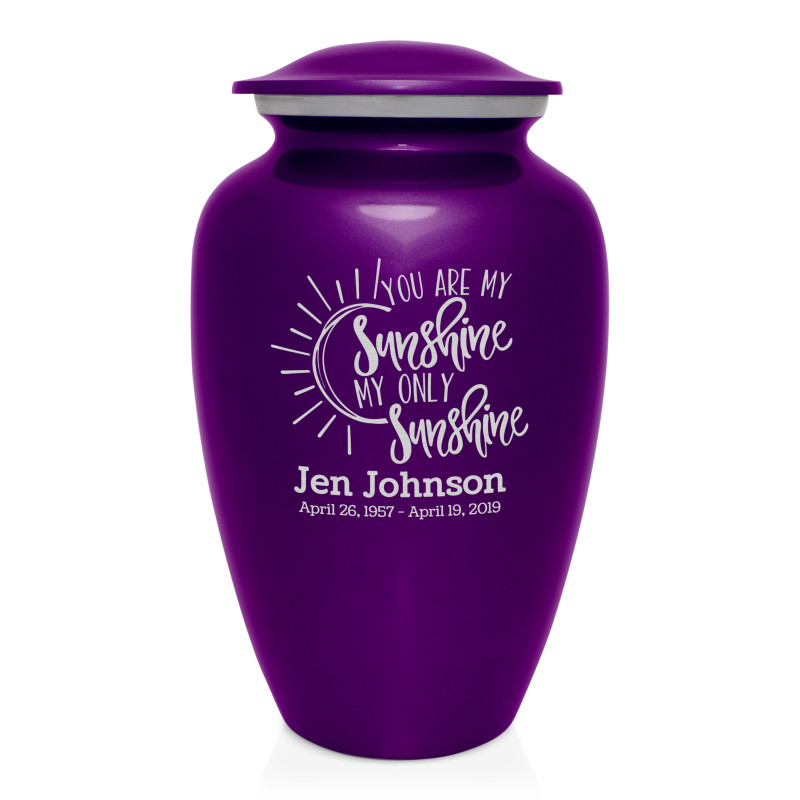 You Are My Sunshine Cremation Urn - Purple Luster