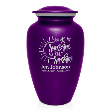 You Are My Sunshine Cremation Urn - Purple Luster