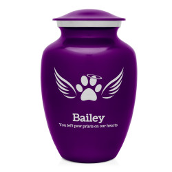 Large Angel Wings Pet Cremation Urn - Purple Luster