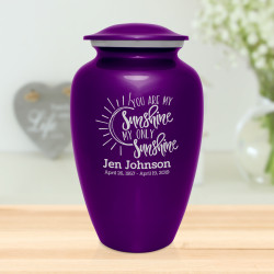 You Are My Sunshine Cremation Urn - Purple Luster