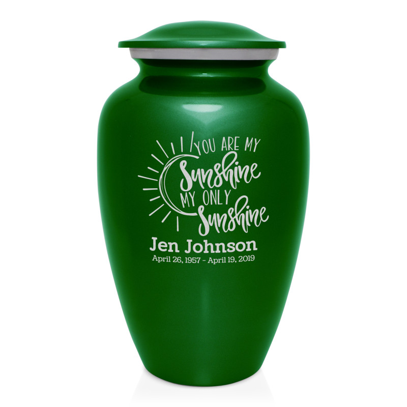 You Are My Sunshine Cremation Urn - Shamrock Green