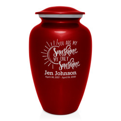 You Are My Sunshine Cremation Urn - Ruby Red
