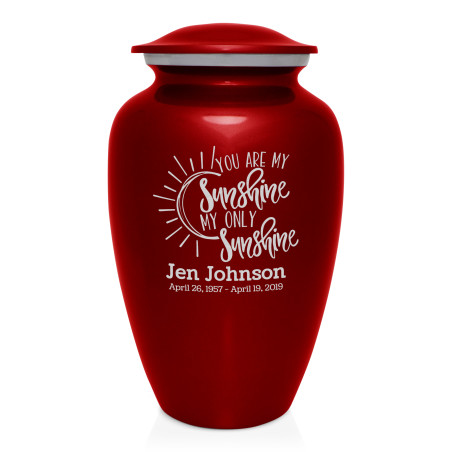 You Are My Sunshine Cremation Urn - Ruby Red