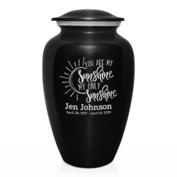 You Are My Sunshine Cremation Urn - Jet Black