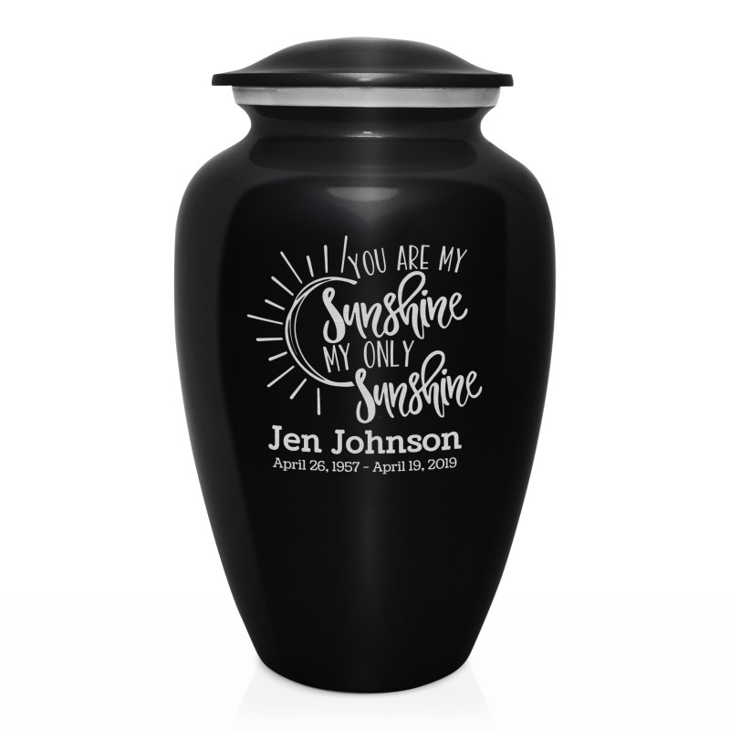 You Are My Sunshine Cremation Urn - Jet Black