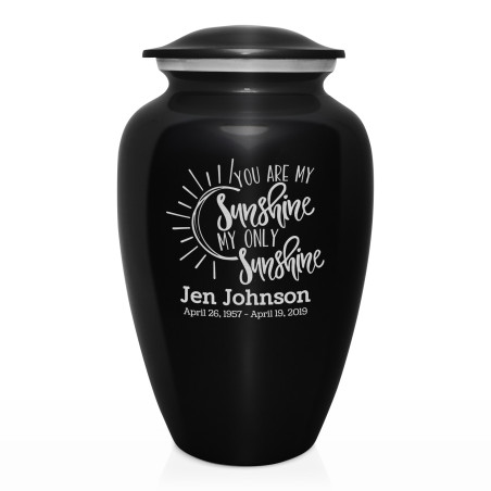 You Are My Sunshine Cremation Urn - Jet Black