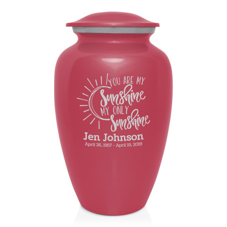 You Are My Sunshine Cremation Urn - Rose Pink