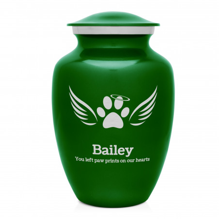 Large Angel Wings Pet Cremation Urn - Shamrock Green