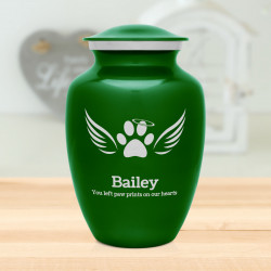 Large Angel Wings Pet Cremation Urn - Shamrock Green