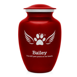 Large Angel Wings Pet Cremation Urn - Ruby Red