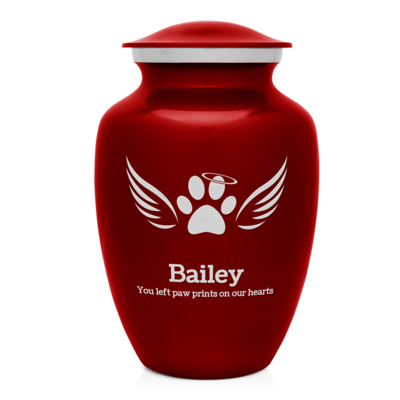 Large Angel Wings Pet Cremation Urn - Ruby Red