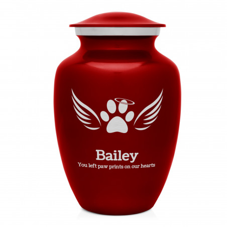 Large Angel Wings Pet Cremation Urn - Ruby Red