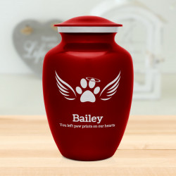 Large Angel Wings Pet Cremation Urn - Ruby Red
