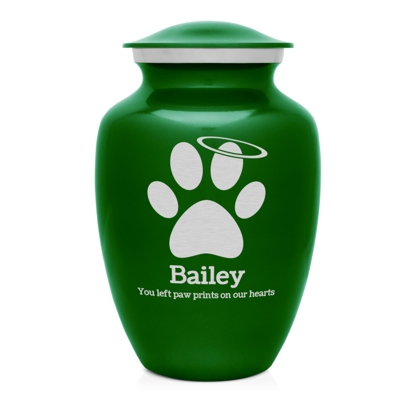 Large Angel Paw Pet Cremation Urn - Shamrock Green