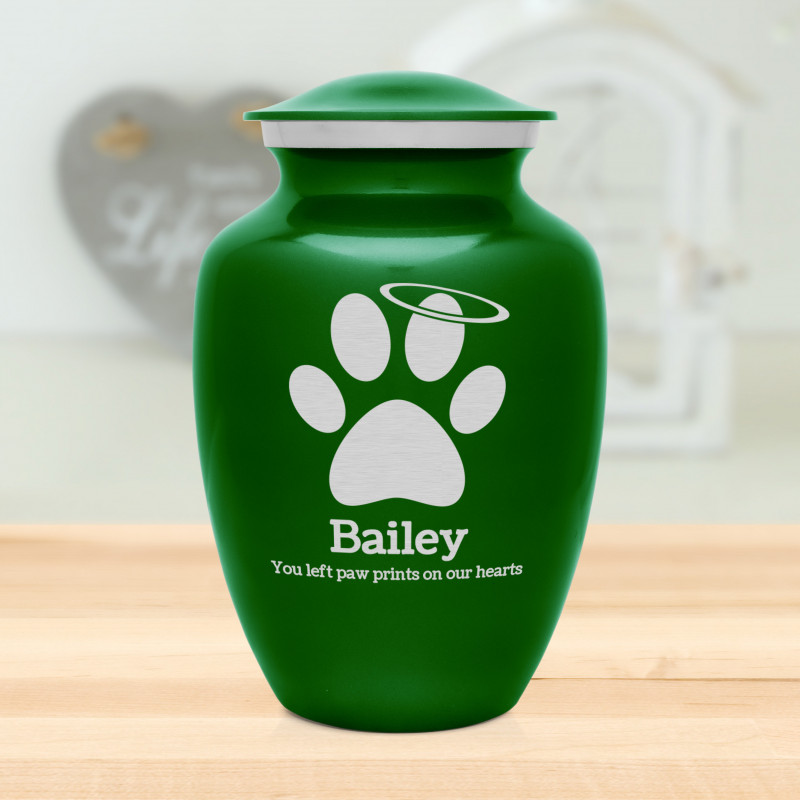 Large Angel Paw Pet Cremation Urn - Shamrock Green