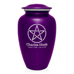 Pentagram Cremation Urn - Purple Luster