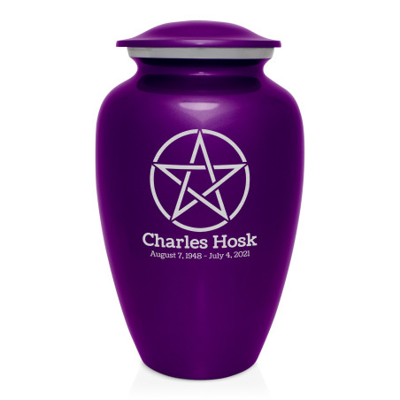 Pentagram Cremation Urn - Purple Luster