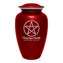 Pentagram Cremation Urn - Ruby Red