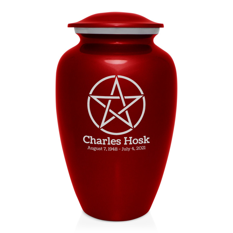 Pentagram Cremation Urn - Ruby Red