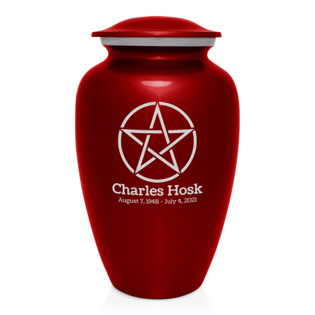 Pentagram Cremation Urn - Ruby Red