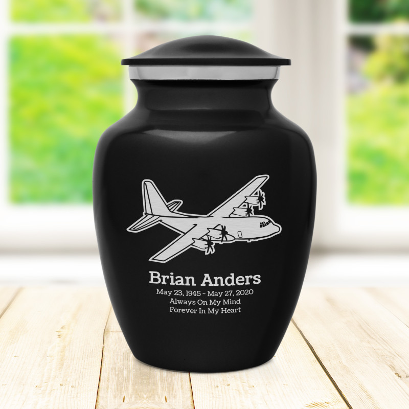 C130 Plane Sharing Urn - Jet Black