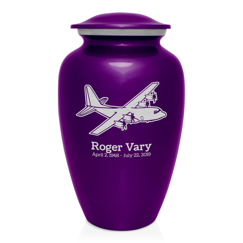C130 Plane Cremation Urn - Purple Luster