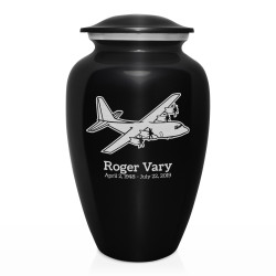 C130 Plane Cremation Urn - Jet Black