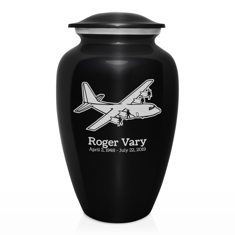 C130 Plane Cremation Urn - Jet Black