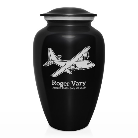 C130 Plane Cremation Urn - Jet Black