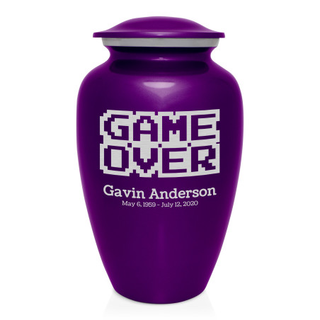 Game Over Cremation Urn - Purple Luster