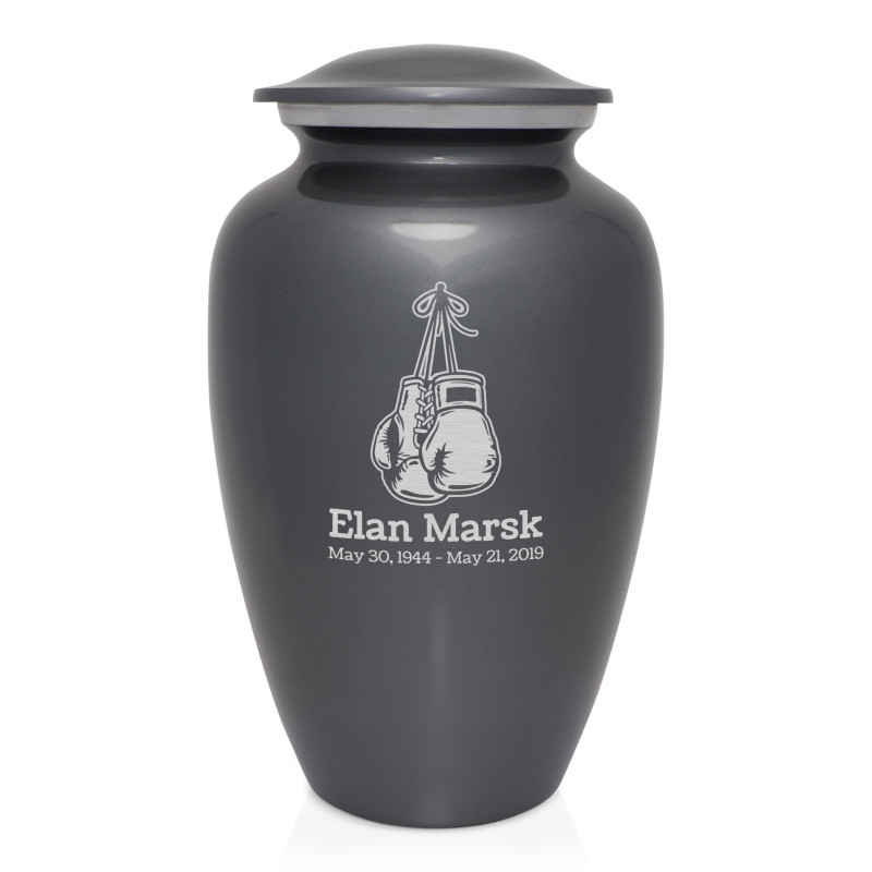 Boxing Gloves Cremation Urn - Gunmetal Gray