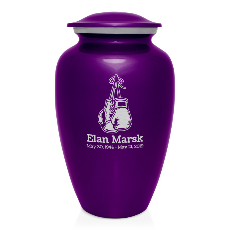 Boxing Gloves Cremation Urn - Purple Luster
