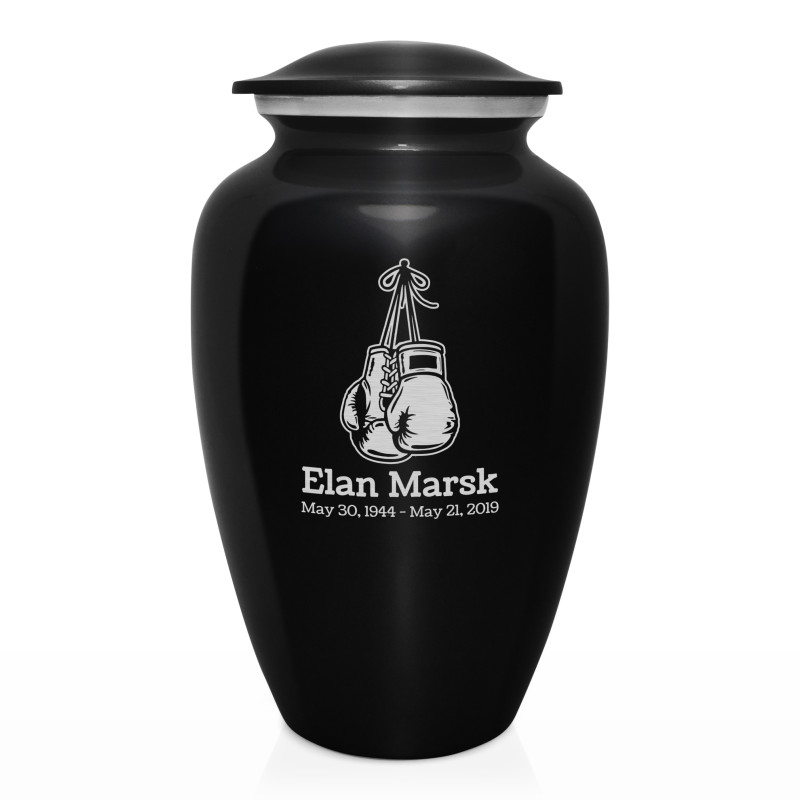 Boxing Gloves Cremation Urn - Jet Black