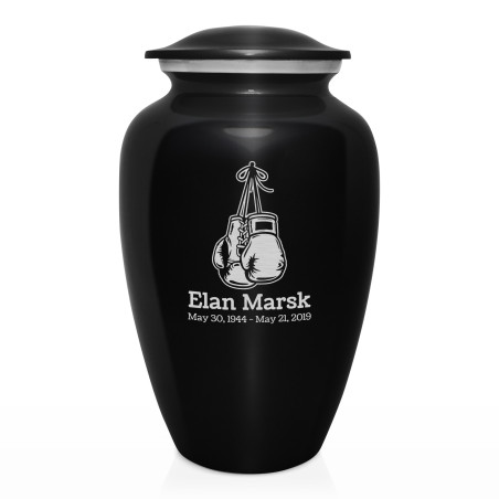 Boxing Gloves Cremation Urn - Jet Black