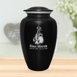 Boxing Gloves Cremation Urn - Jet Black