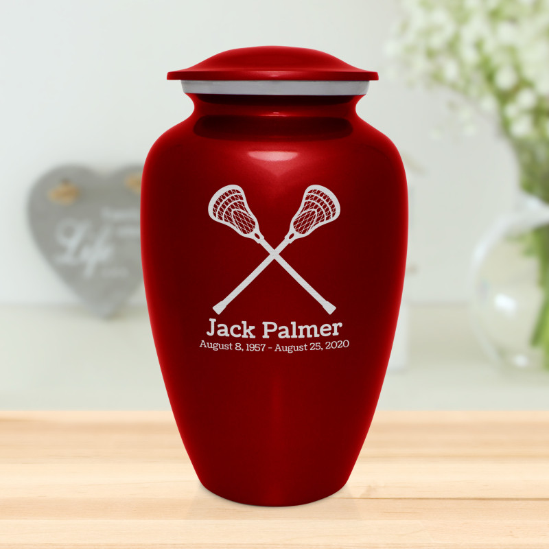 Lacrosse Cremation Urn - Ruby Red