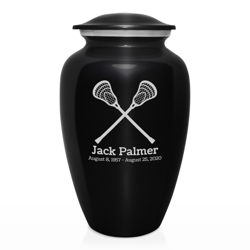 Lacrosse Cremation Urn - Jet Black