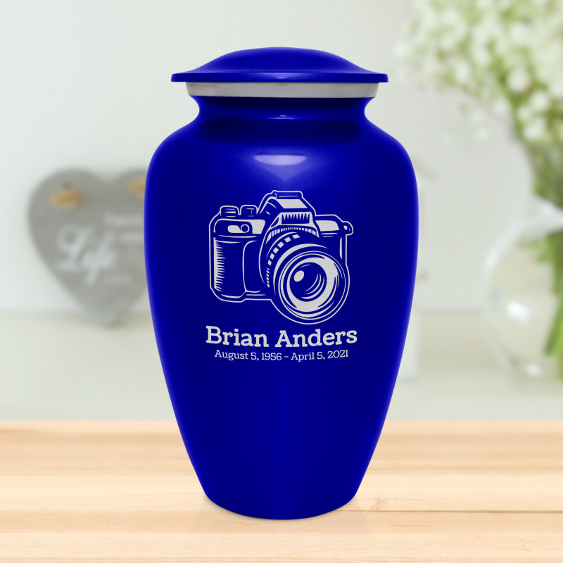 Camera Cremation Urn - Midnight Blue