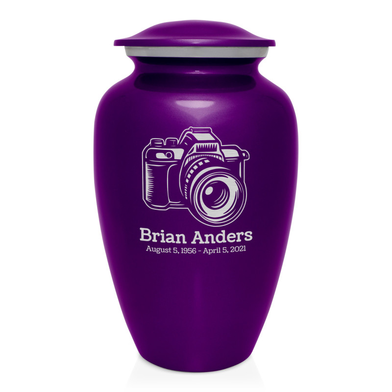 Camera Cremation Urn - Purple Luster