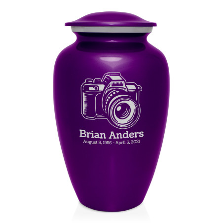 Camera Cremation Urn - Purple Luster