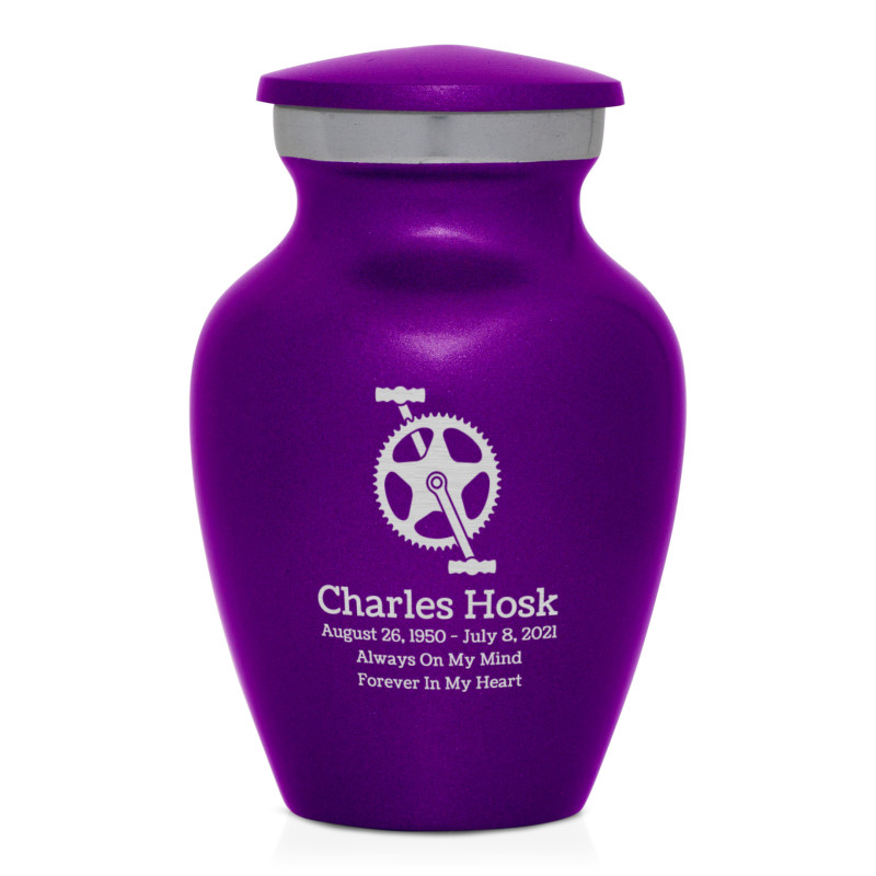 Bicycle Crank Keepsake Urn - Purple Luster