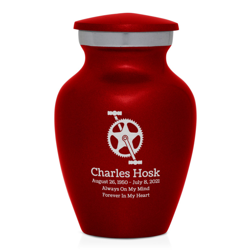 Bicycle Crank Keepsake Urn - Ruby Red